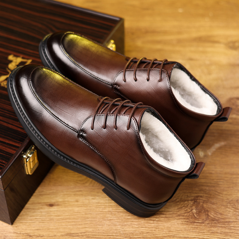 High-top Casual Winter Fleece-lined Warm Lace-up Cotton Shoes — изображение 4