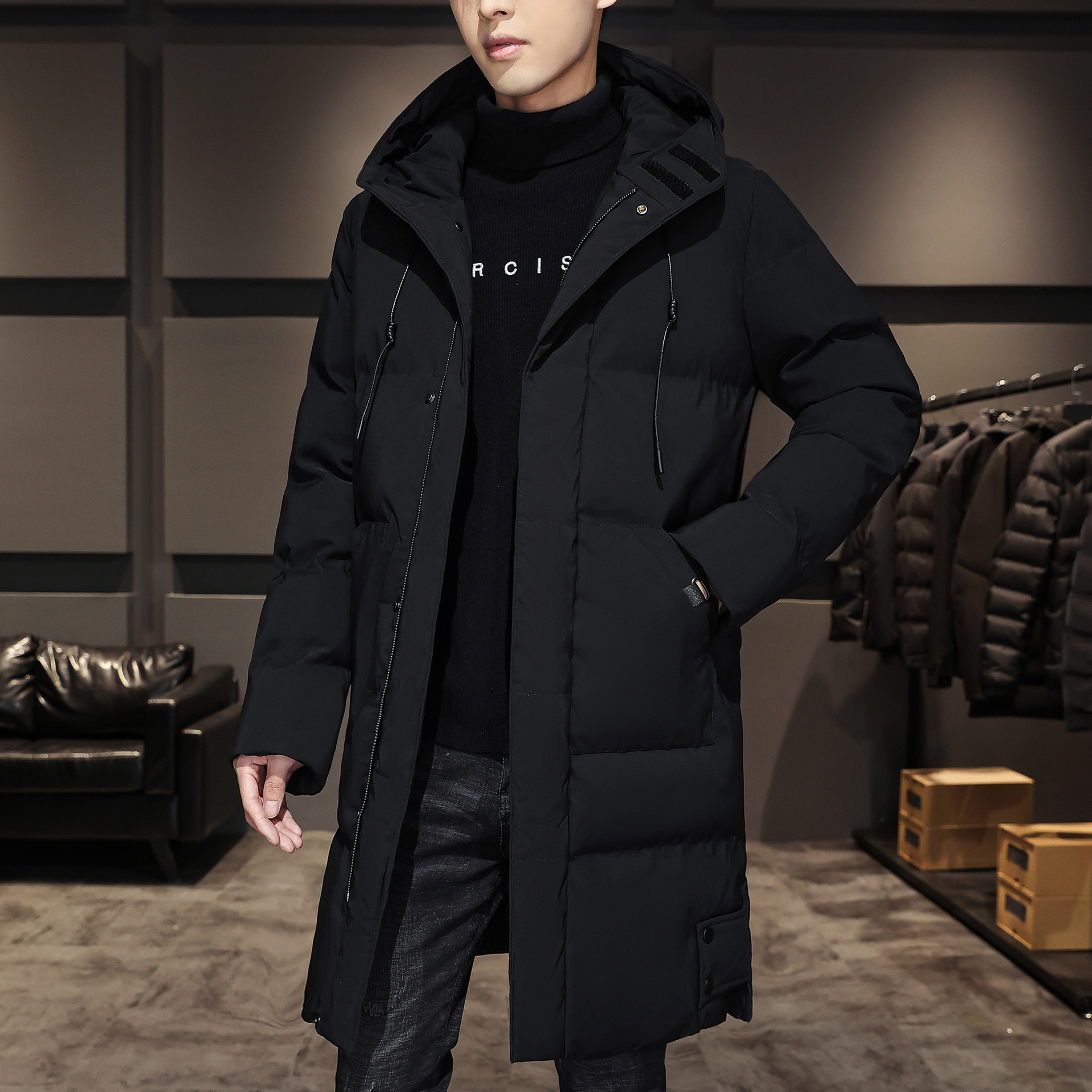 Plus Size Men's Winter Cotton Coats Coat Thick Mid-length - Image 3