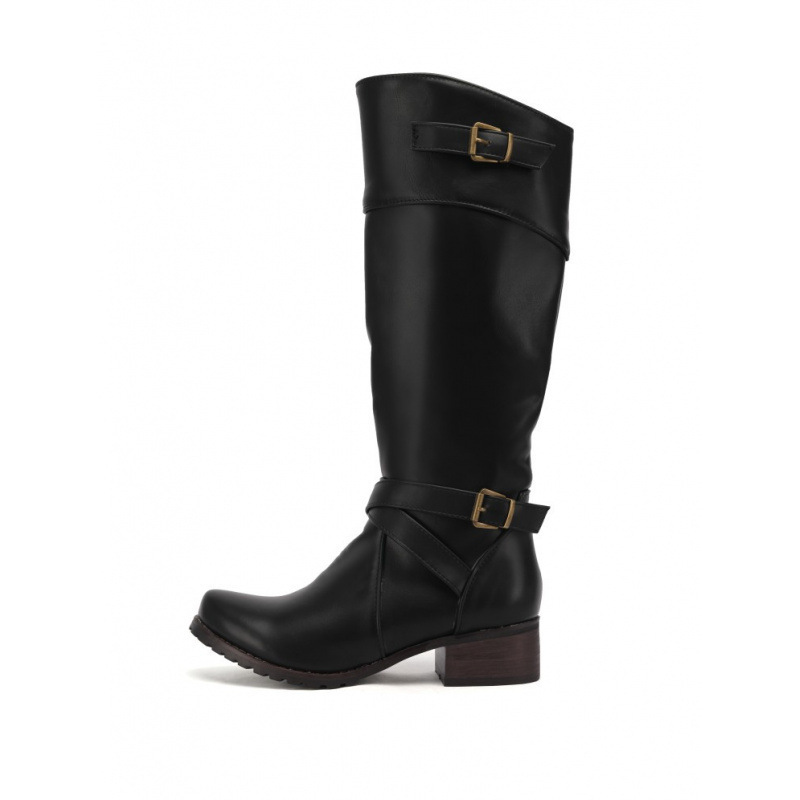 Women's Belt Buckle Plus Size High Leg Boot - Image 7