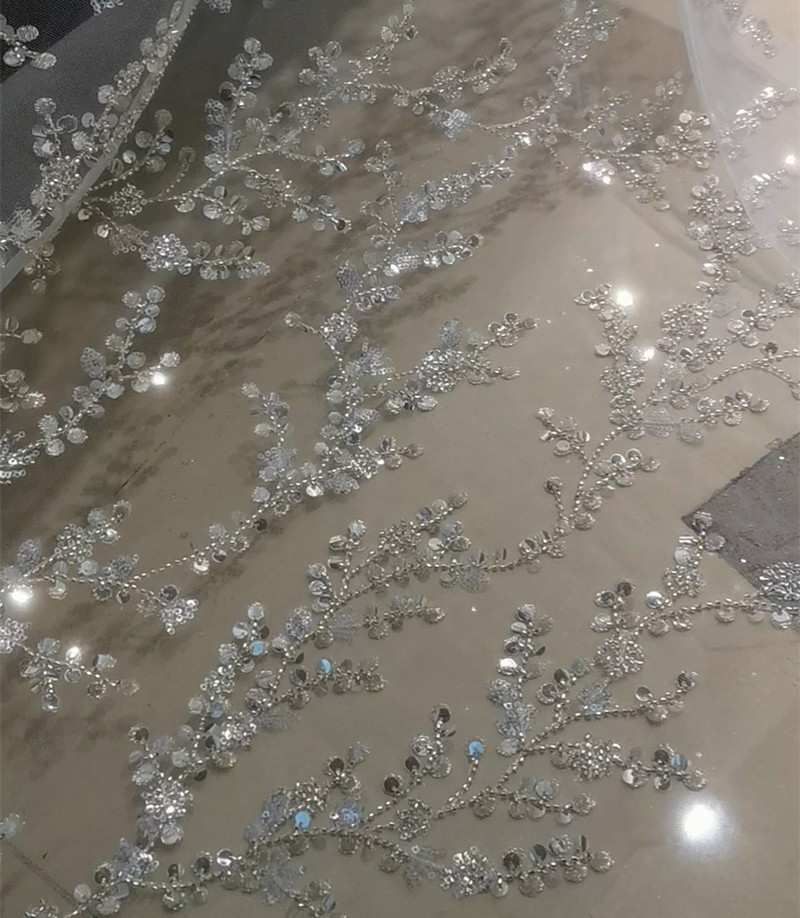 Crystal Sequin Embroidered Transparent Clothing Fabric — изображение 6