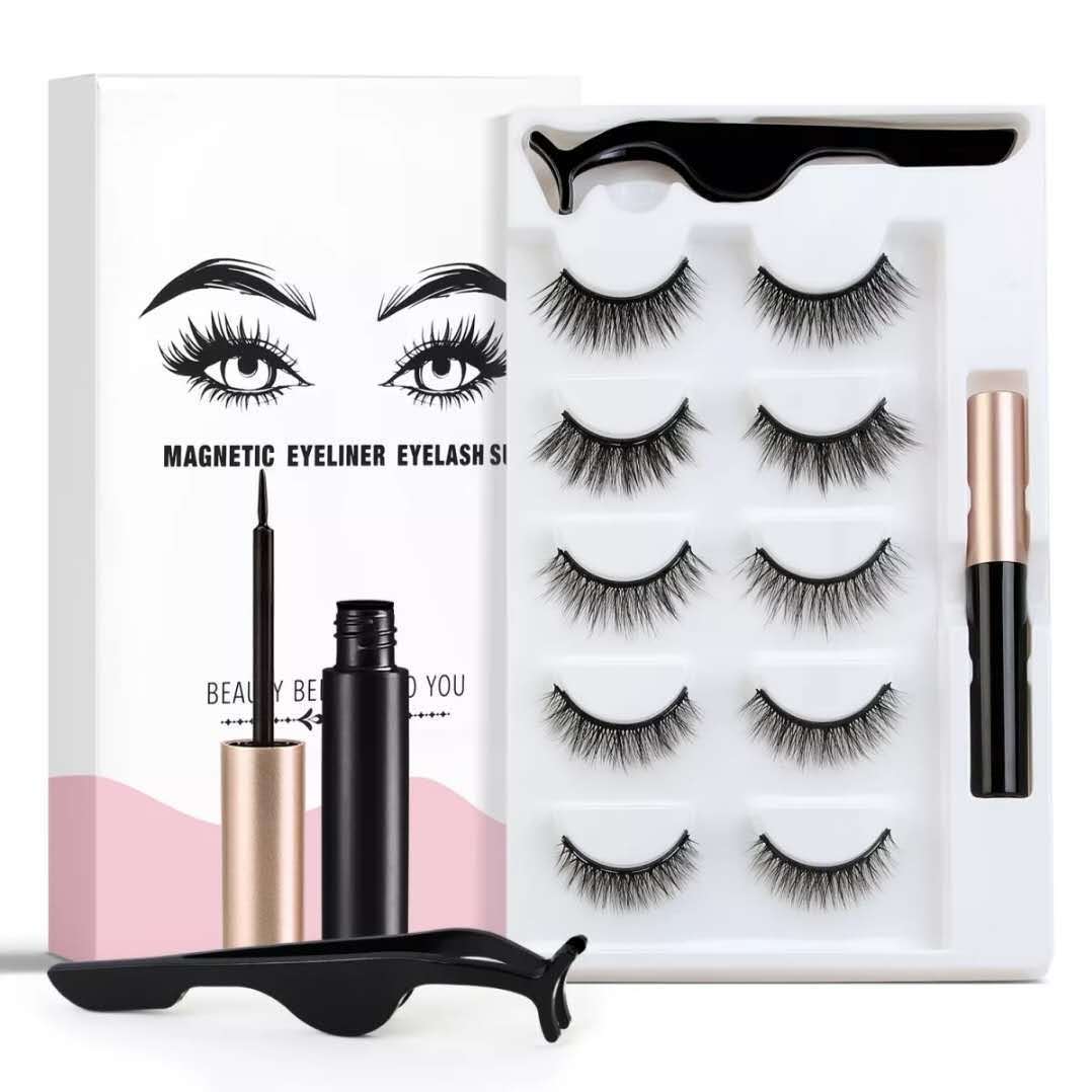 Liquid Eyeliner Magnetic False Eyelashes Set Five Pairs Of Glue-free Magnetic Eyelashes — изображение 4