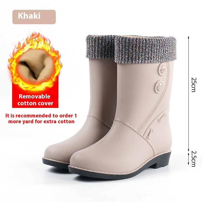 Women's Rain Boots Fleece-lined Fashion Mid-calf Waterproof - Image 8