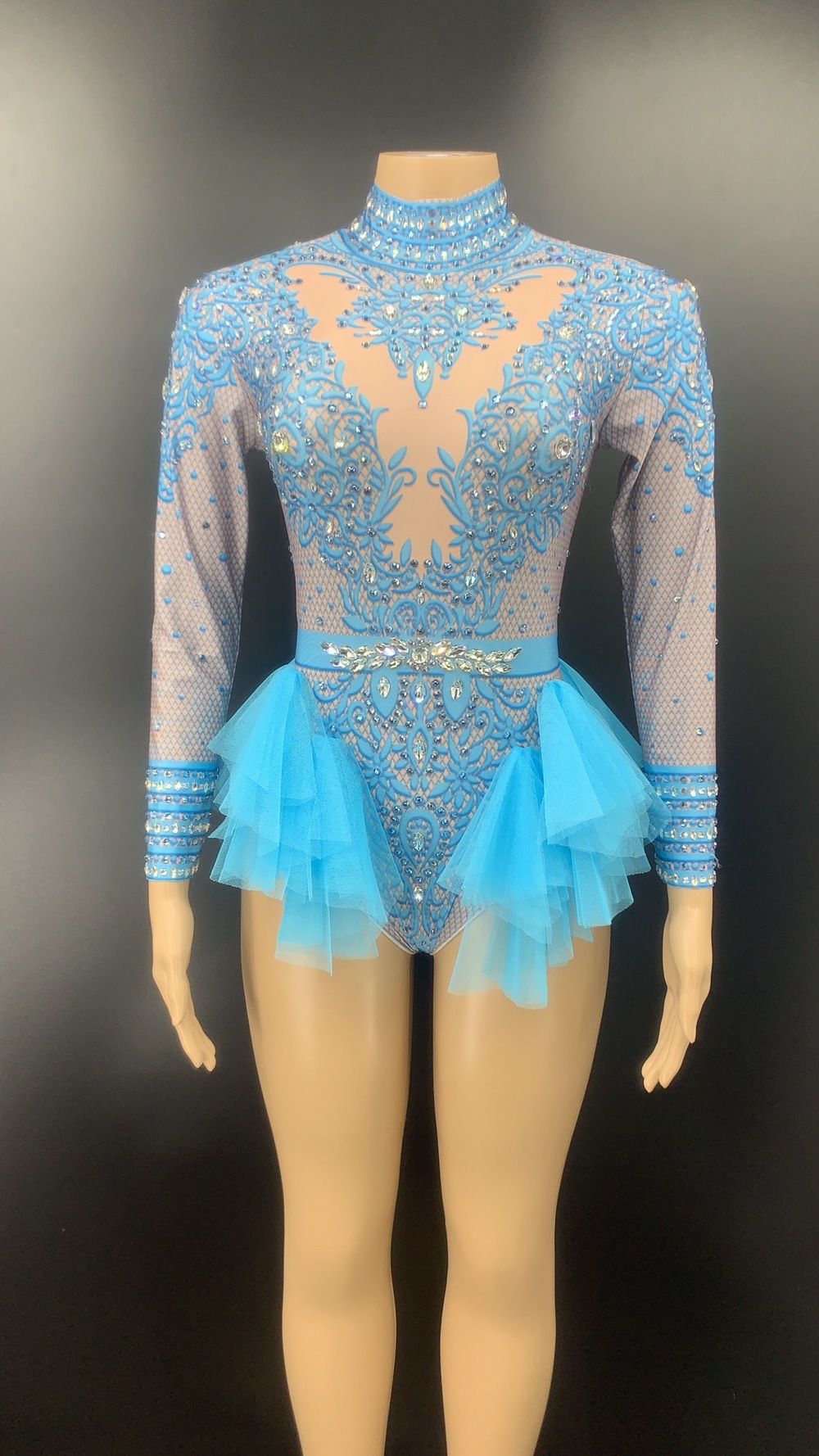 Dance Sexy Shiny Rhinestone Mesh Jumpsuit Stage Performance Costume Women - Image 6