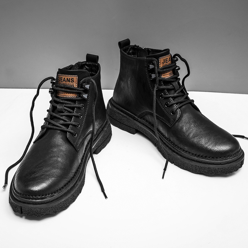 Leather Boots Men's British Working Wear Boots Waterproof - Image 4