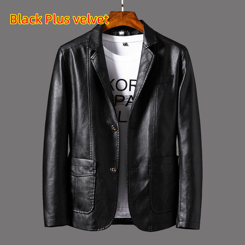 Leather Men's Autumn And Winter Jacket Thin Lapel - Image 7