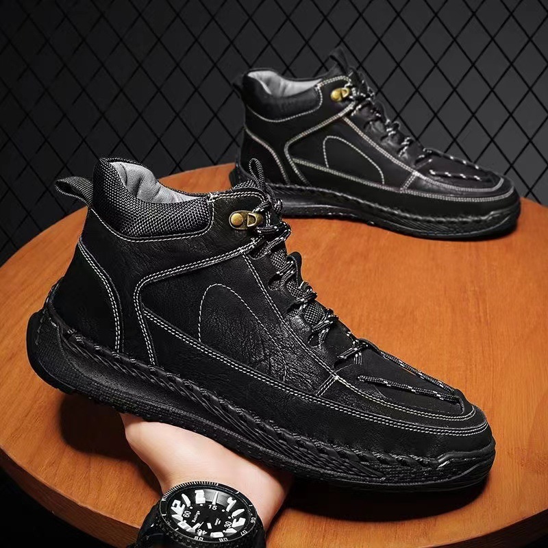 High-end Leather Martin Boots Men's Versatile High-top Shoes - Image 4