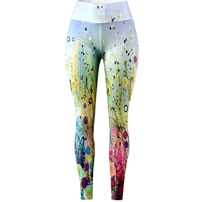 High Waist Peach Tight Pants Print Yoga Pants - Image 5