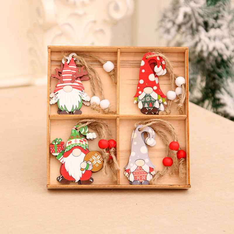 12 PCs Faceless Old Man Christmas Wooden Pendant Boxed Christmas Tree - Image 4