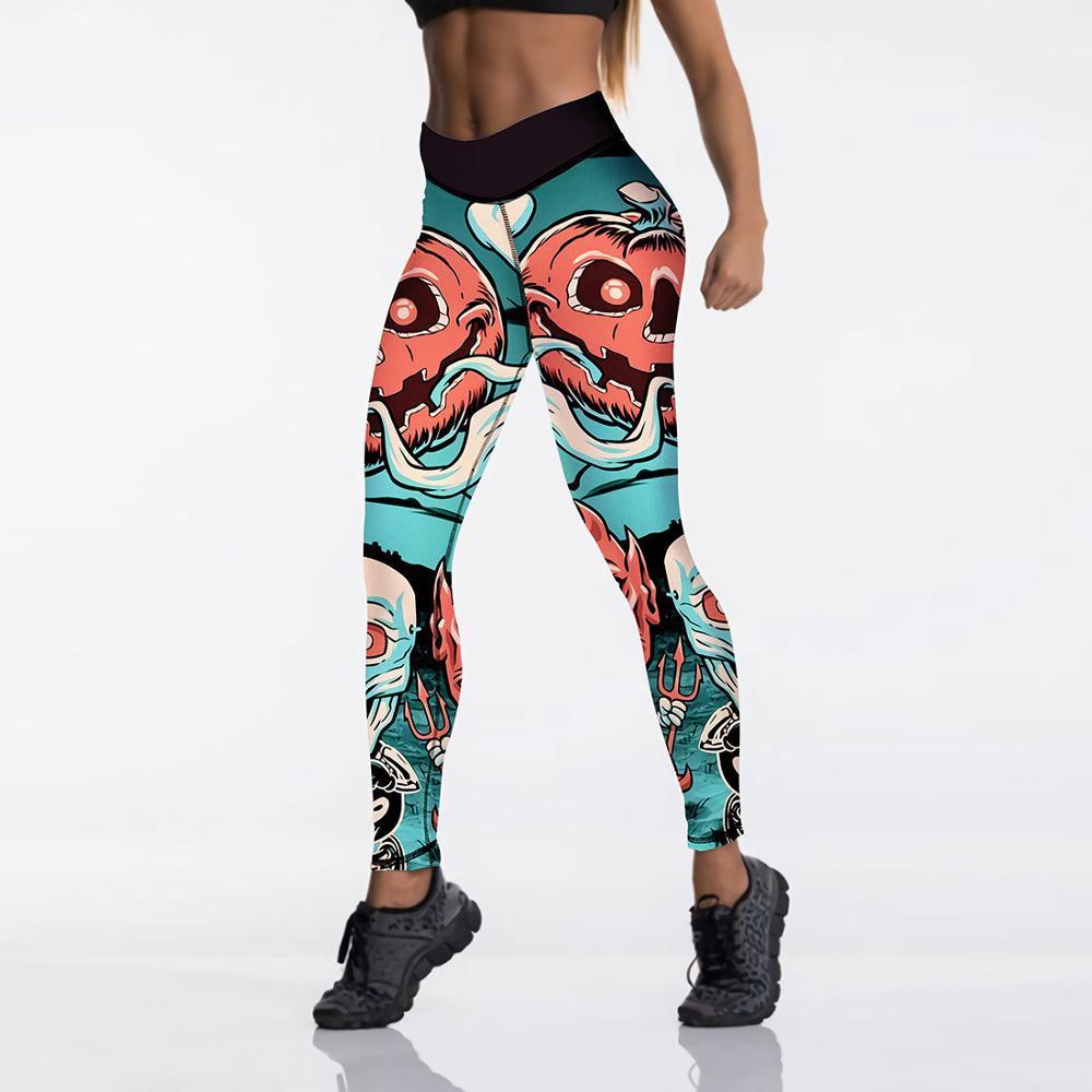 Halloween Pumpkin Digital Print Yoga Pants - Image 5