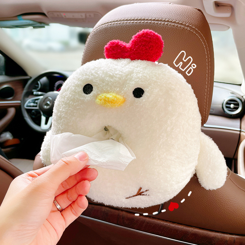 Car Multifunctional Armrest Box Tissue Box Cartoon Plush Cute Car Seat Back Hanging Tissue Box Car Supplies - Image 6