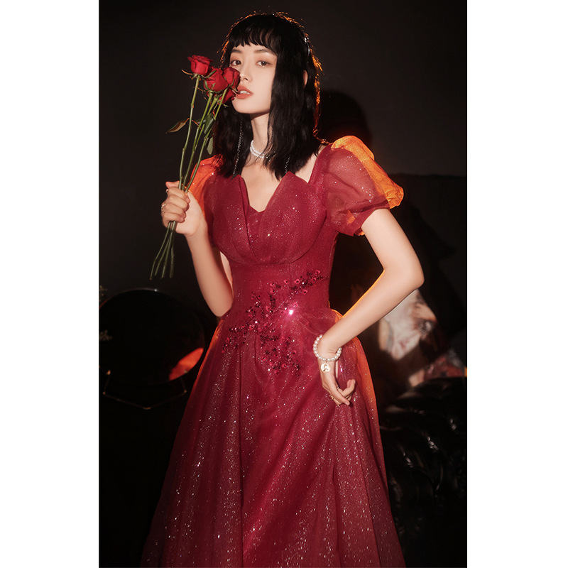 HOOR Women Luxury Puff Sleeve Backless Shiny Prom Gown – Bild 5