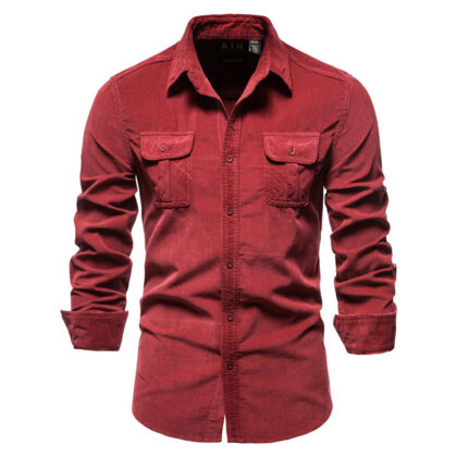 Cotton Japanese Corduroy Slim Casual Men's Shirt