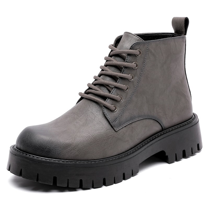 Thick Bottom 6 Holes British Style Warm High-top Leather Boots - Image 3
