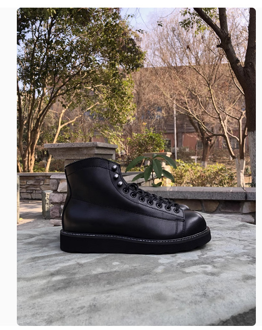 Dark Retro Distressed Motorcycle Monkey Face Short Face Worker Boot - Image 6