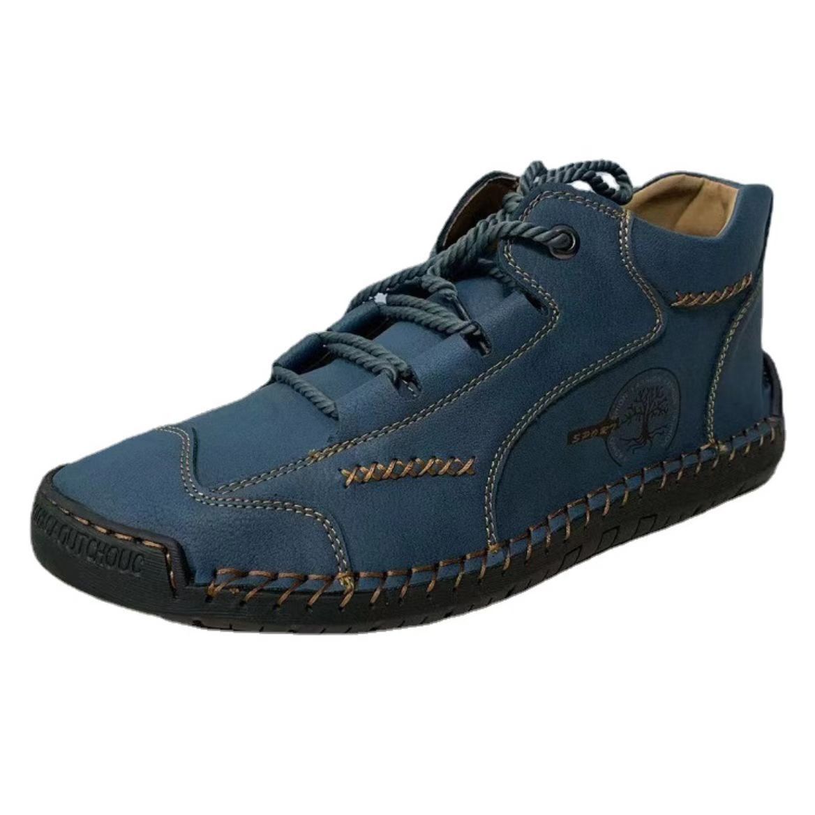 Men's Autumn Sewing High-top Leather Flat Outdoor Work Clothes Casual Shoes - Image 10