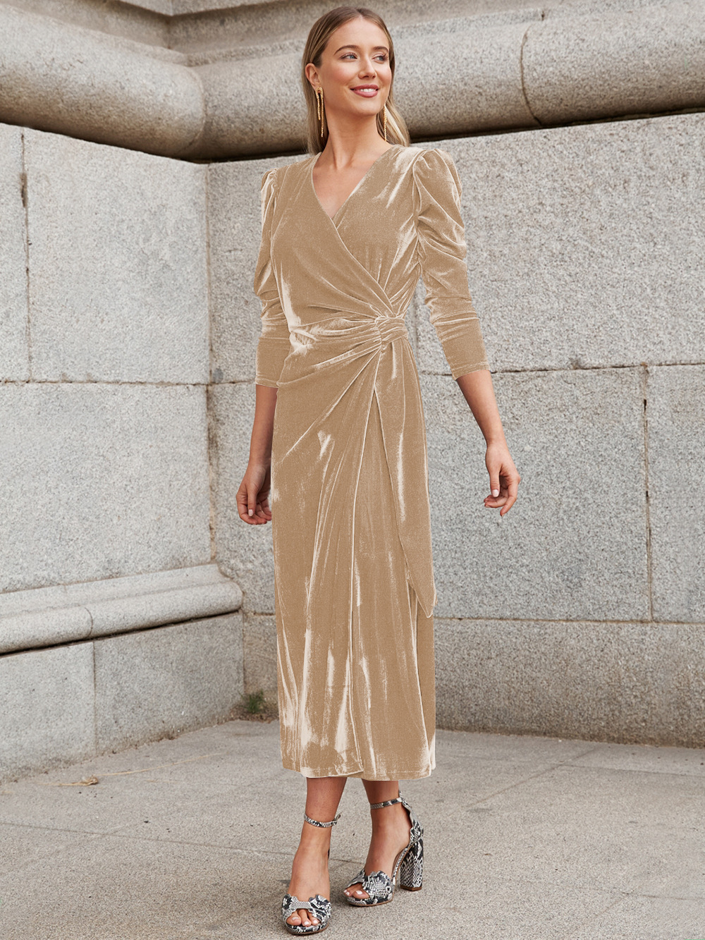 Gold Velvet High Sense Dress Elegant Temperament - Image 5