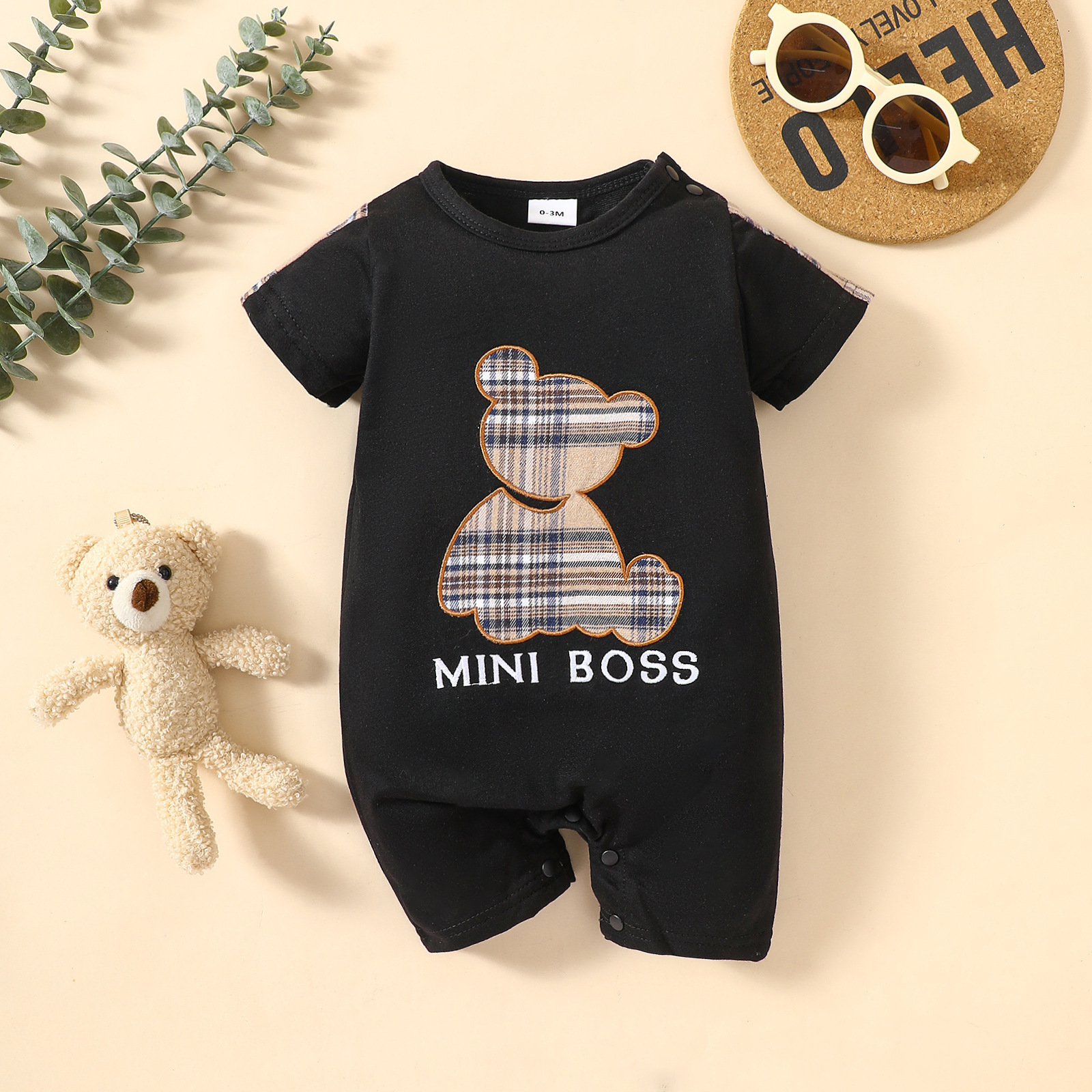 Letter Embroidery Cute Baby Onesie - Image 3