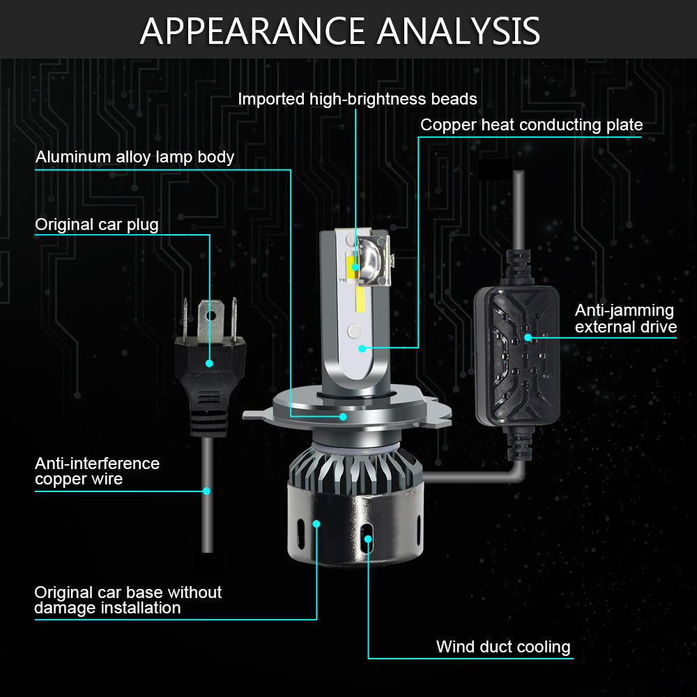 Three-color Car Led Headlights Ultra-bright Far And Near Light Modified Car Lights - Image 3