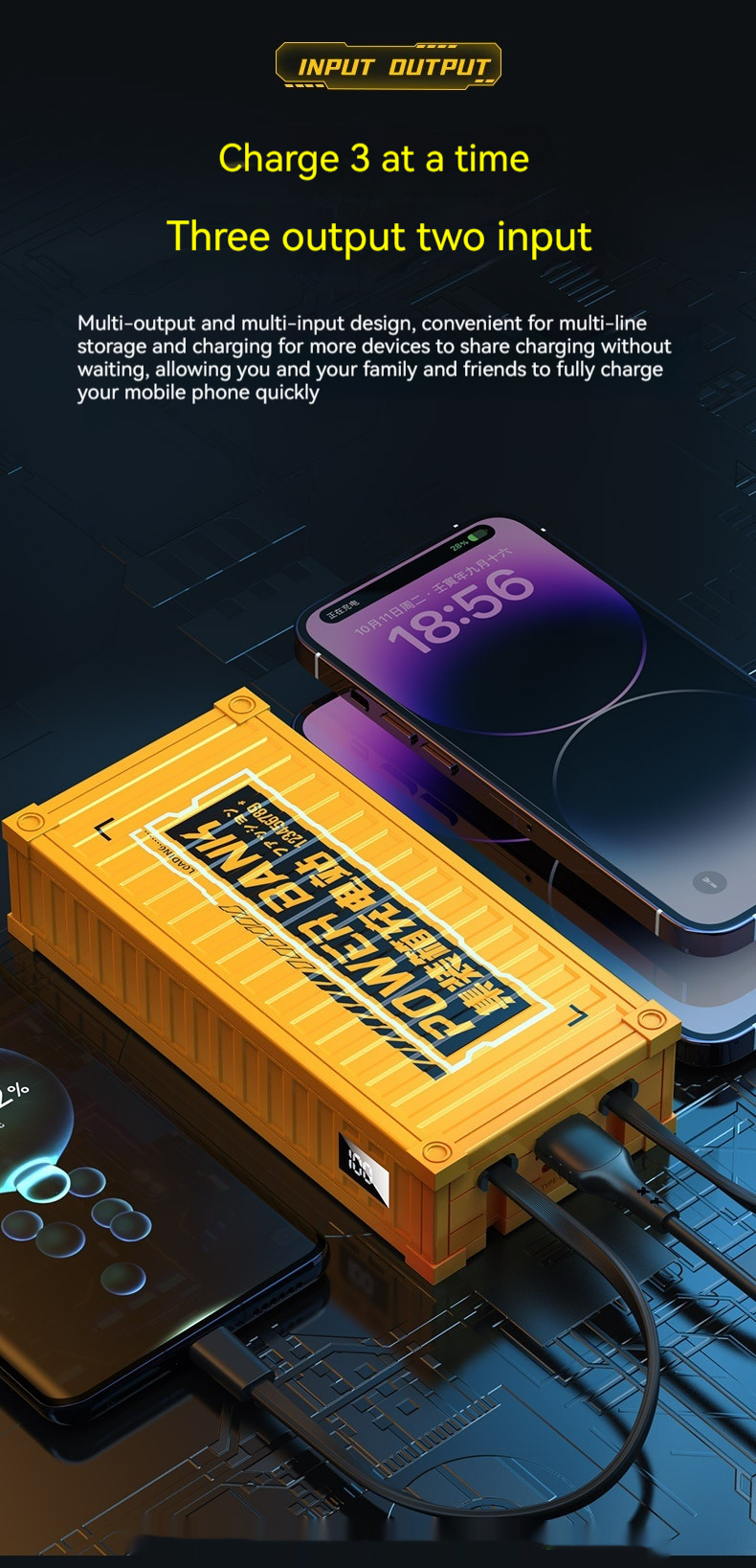 Container With Cable Power Bank Industrial Wind 1000020000mAh Mobile Power Supply — изображение 8