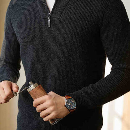 Half-height Zip Turtleneck Sweater Men's Long Sleeve