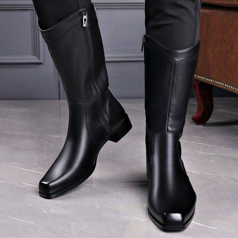 Men's Pointed Toe Business High-top Leather Boots - Image 2