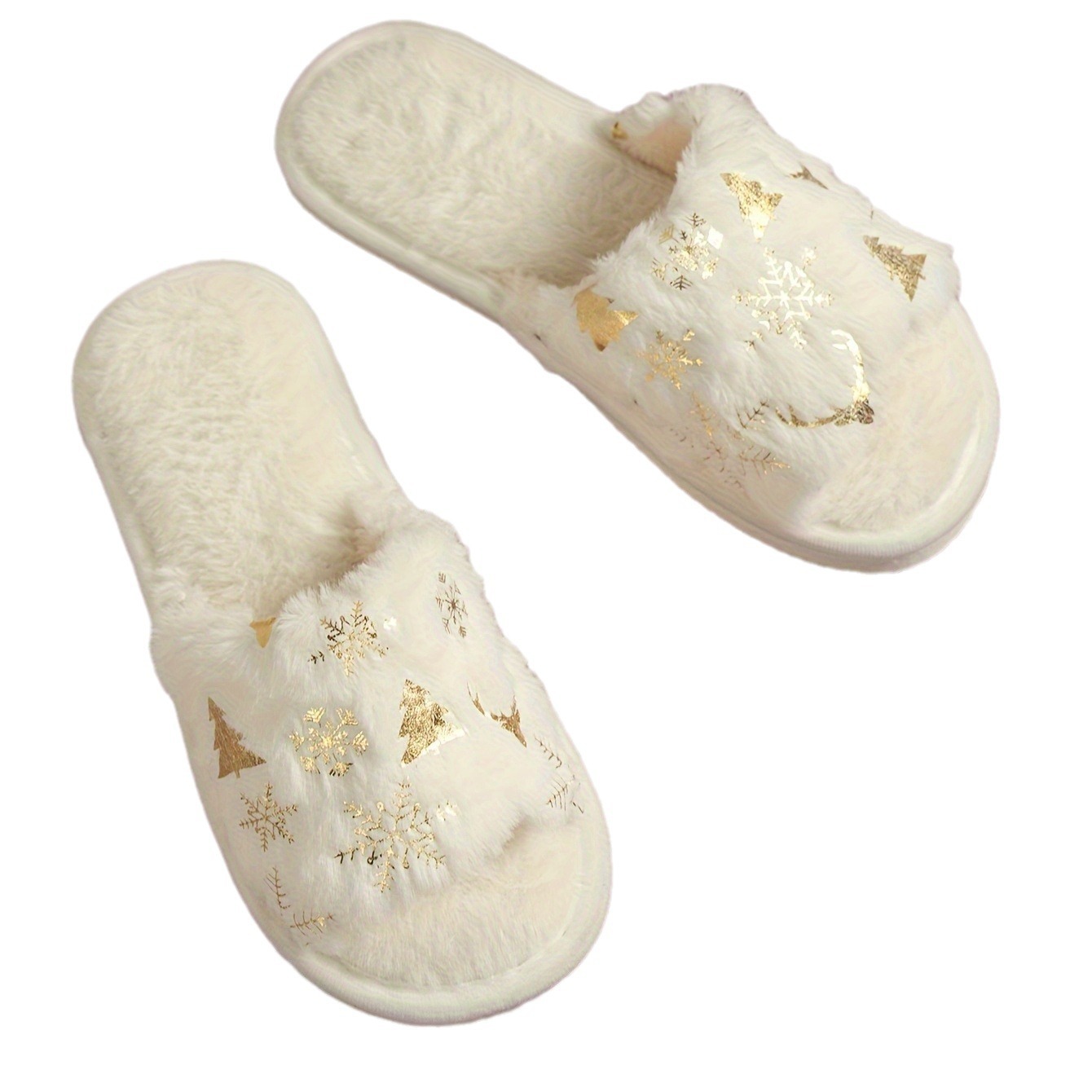 Christmas Plush Open Toe Cotton Slippers — изображение 4