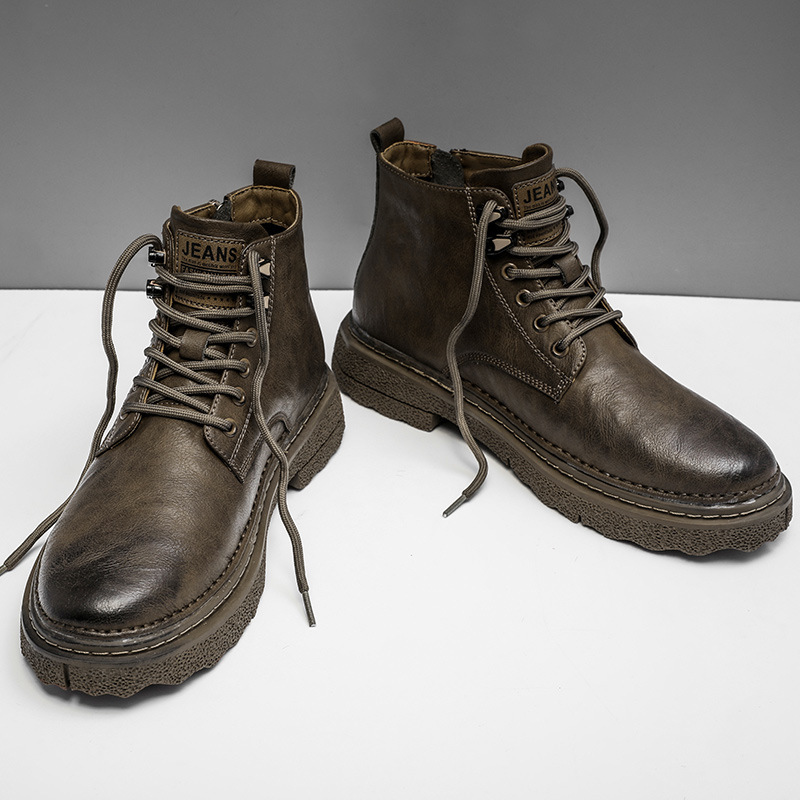 Leather Boots Men's British Working Wear Boots Waterproof - Image 3