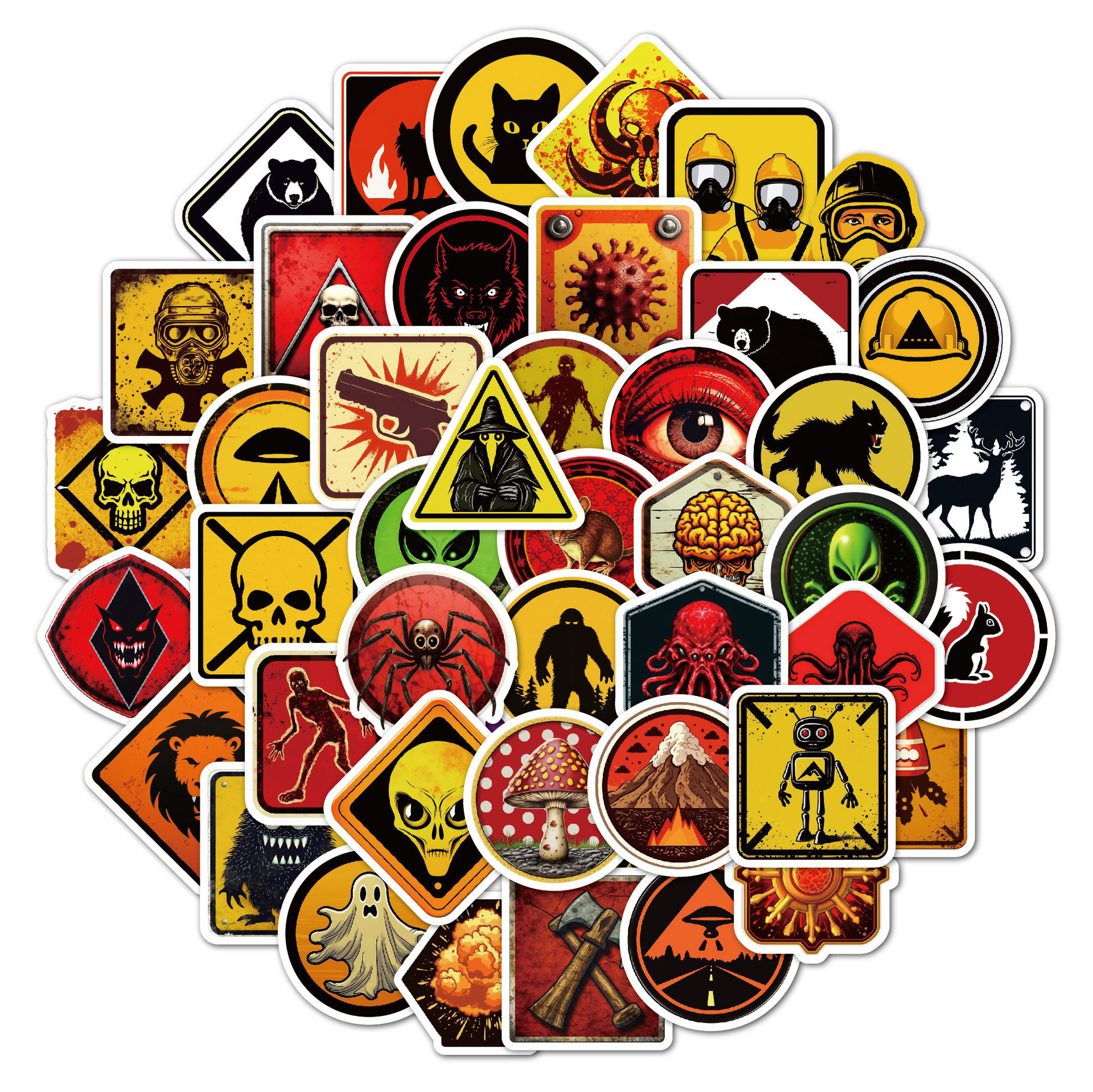 Warning 50 Personalized Waterproof Motorcycle Skateboard Luggage Helmet Stickers — изображение 3