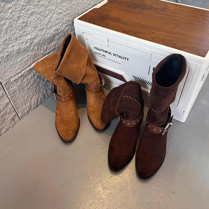 Western Denim British Style Knight Boots Leisure - Image 5