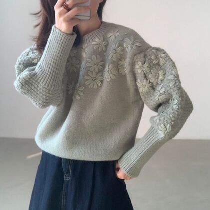 Pullover Round Neck Loose Knitted Sweater