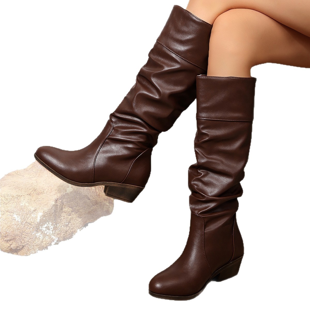 Foreign Trade Large Size Pleated High Leg Boot British Style Women - Image 5