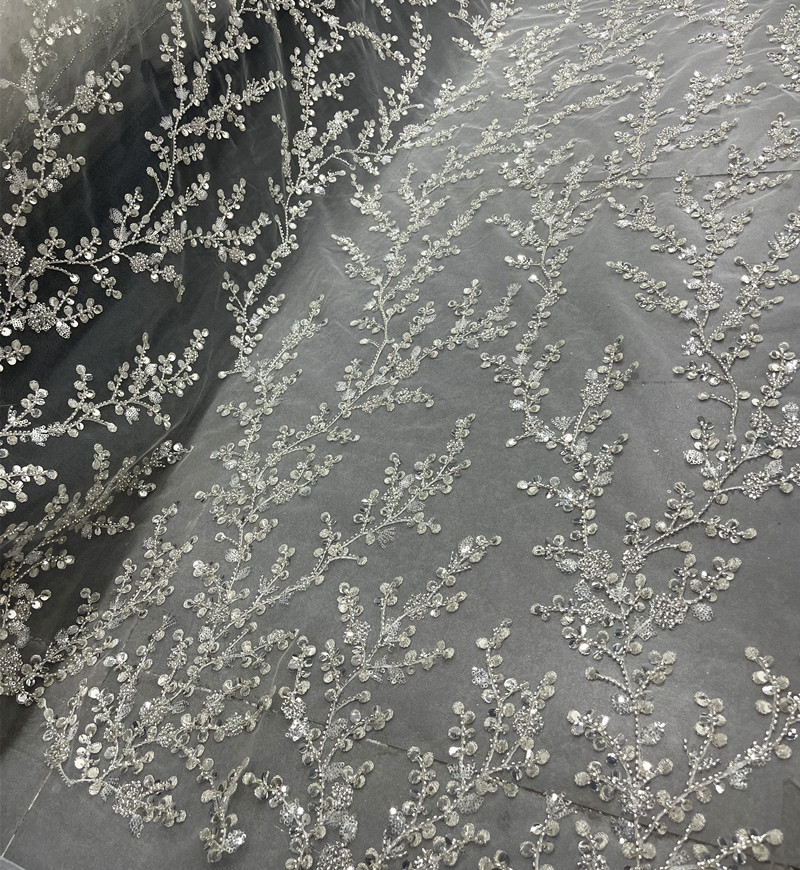 Crystal Sequin Embroidered Transparent Clothing Fabric — изображение 7