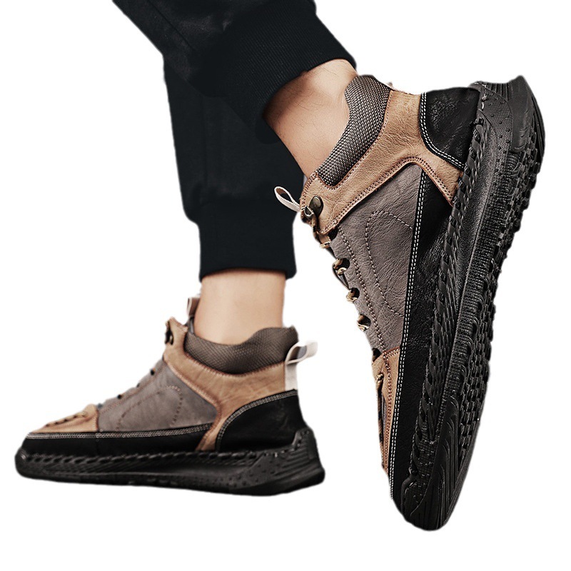 High-end Leather Martin Boots Men's Versatile High-top Shoes - Image 5