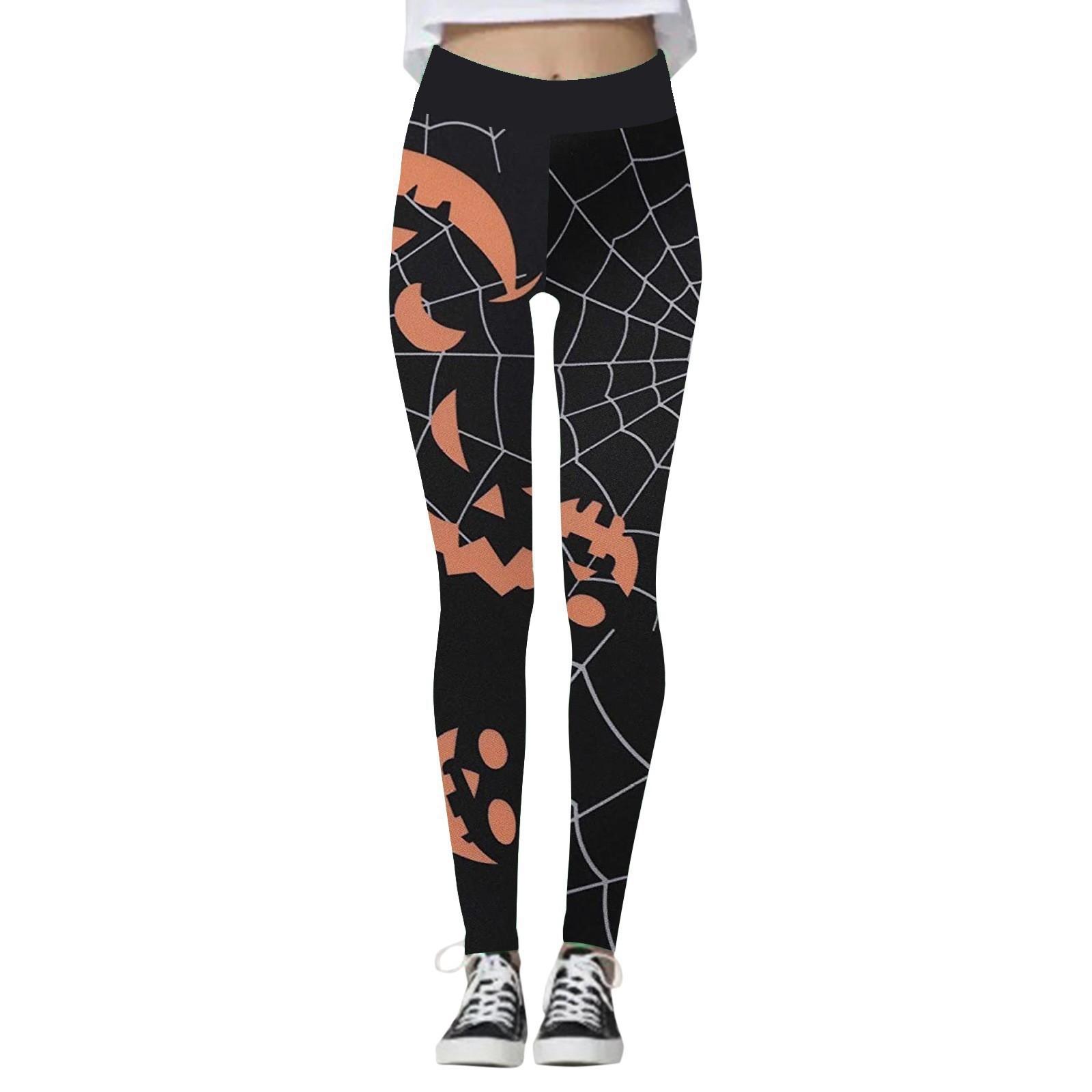 Halloween Women's Yoga Pants Pumpkin Skull — изображение 2