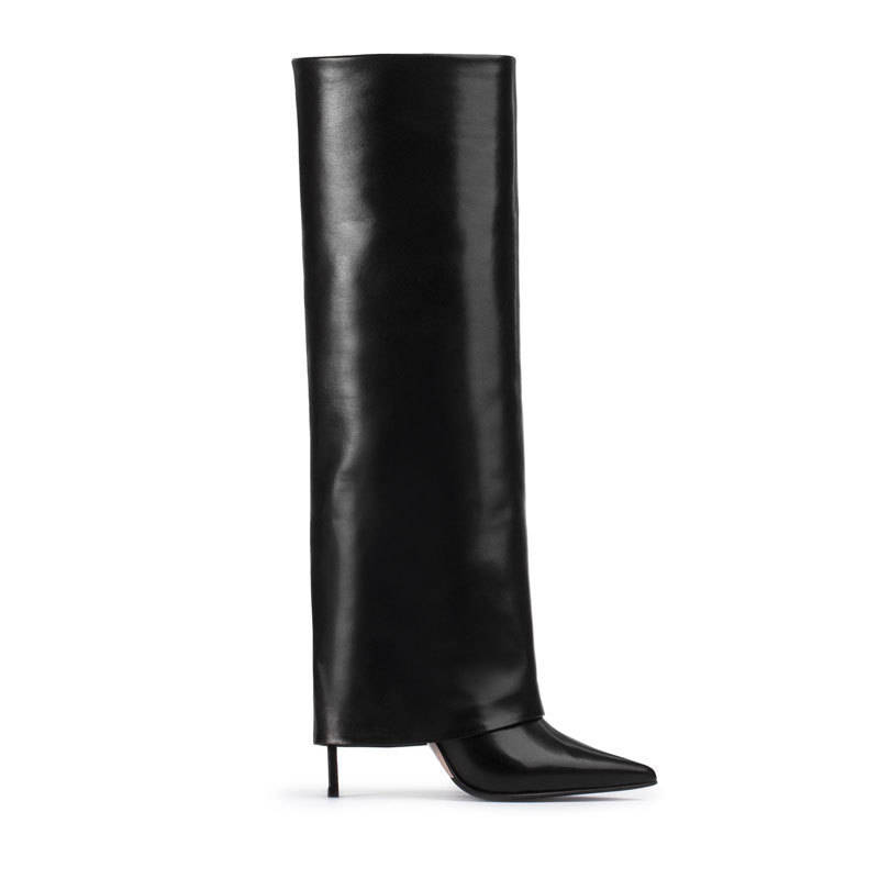Stiletto Heel Pantyhose Boots Pointed Plus Size High Leg Boot - Image 2