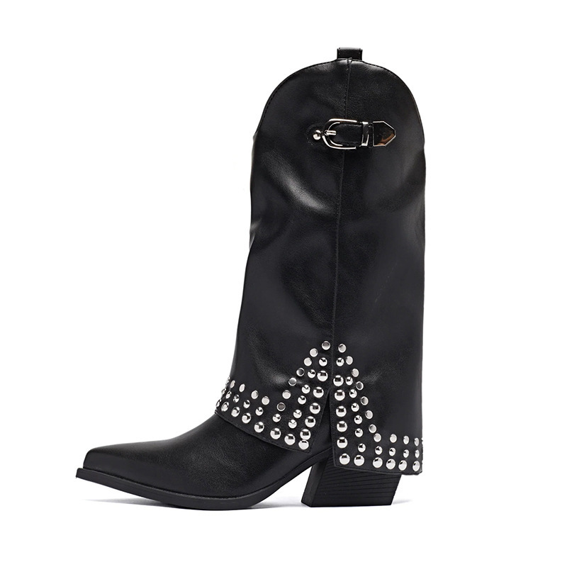 Spring And Autumn Pointed Knight Boots Women - Image 2