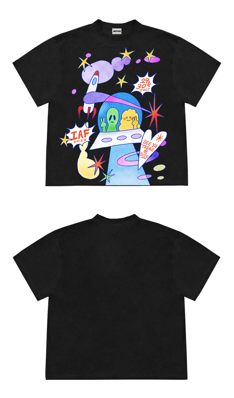 Ins Style Design Artistic Illustration UFO Niche Short Sleeve - Image 2