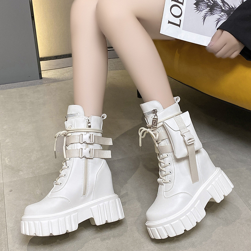 Platform Shoes Female Autumn And Winter Cotton Padded Height Increasing Insole Mid-calf Martin Boots – Bild 4