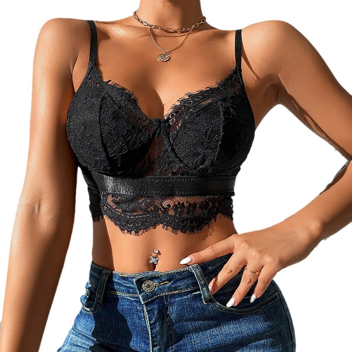 Sheer Mesh Camisole With Spliced Women's Bare Back – Bild 5