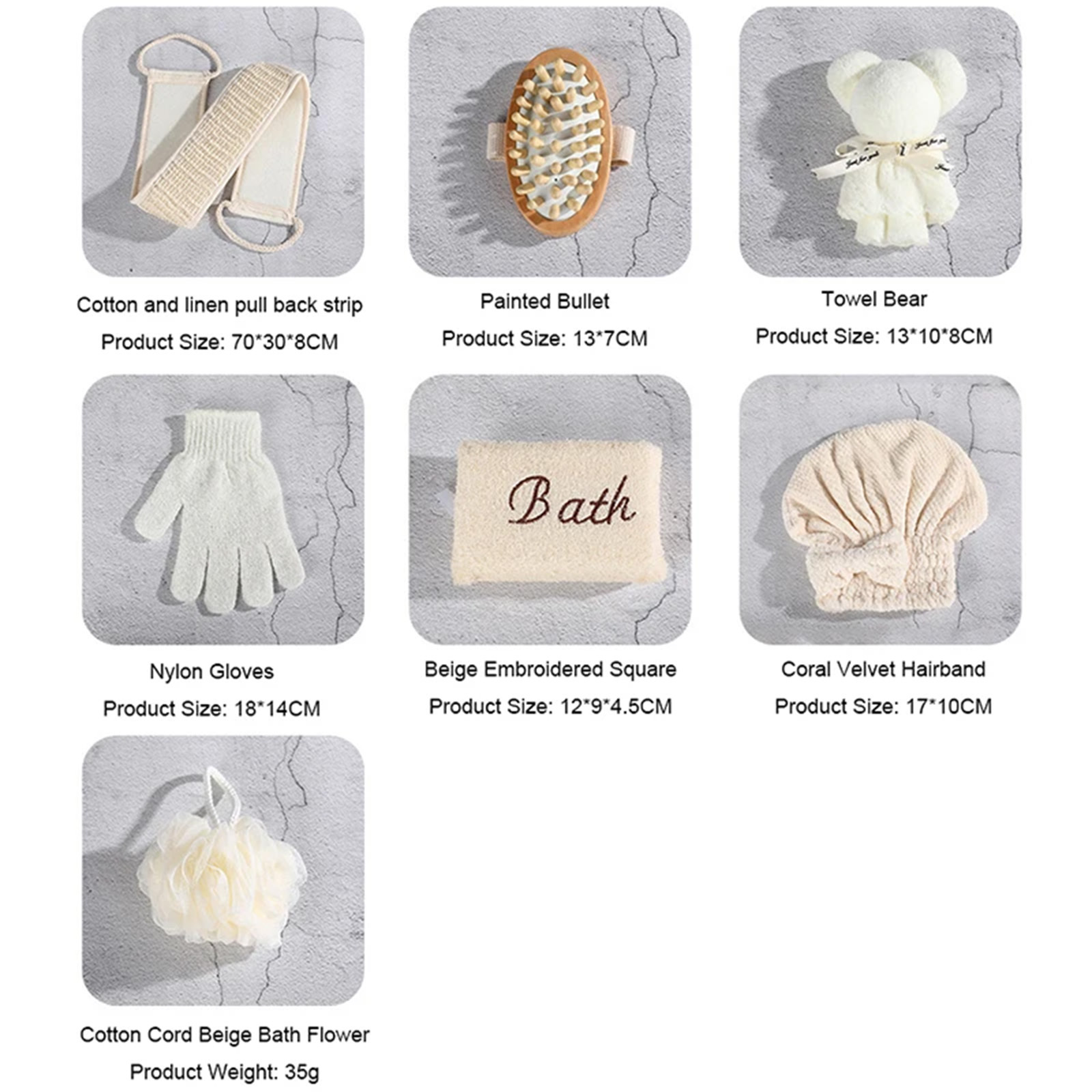 Spa Gift Bath Set Cute Bear Towel Bathing Skin Cleaning Kit Spa Gift For Women Sisal Bath Flower Kit Coral Velvet Hair Strap Bath — изображение 2