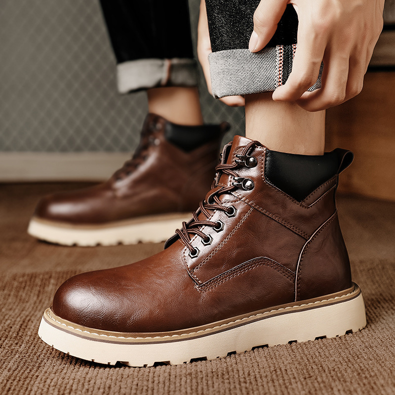 New Men's Platform High-top Motorcycle Sports Leisure Worker Boot – Bild 4