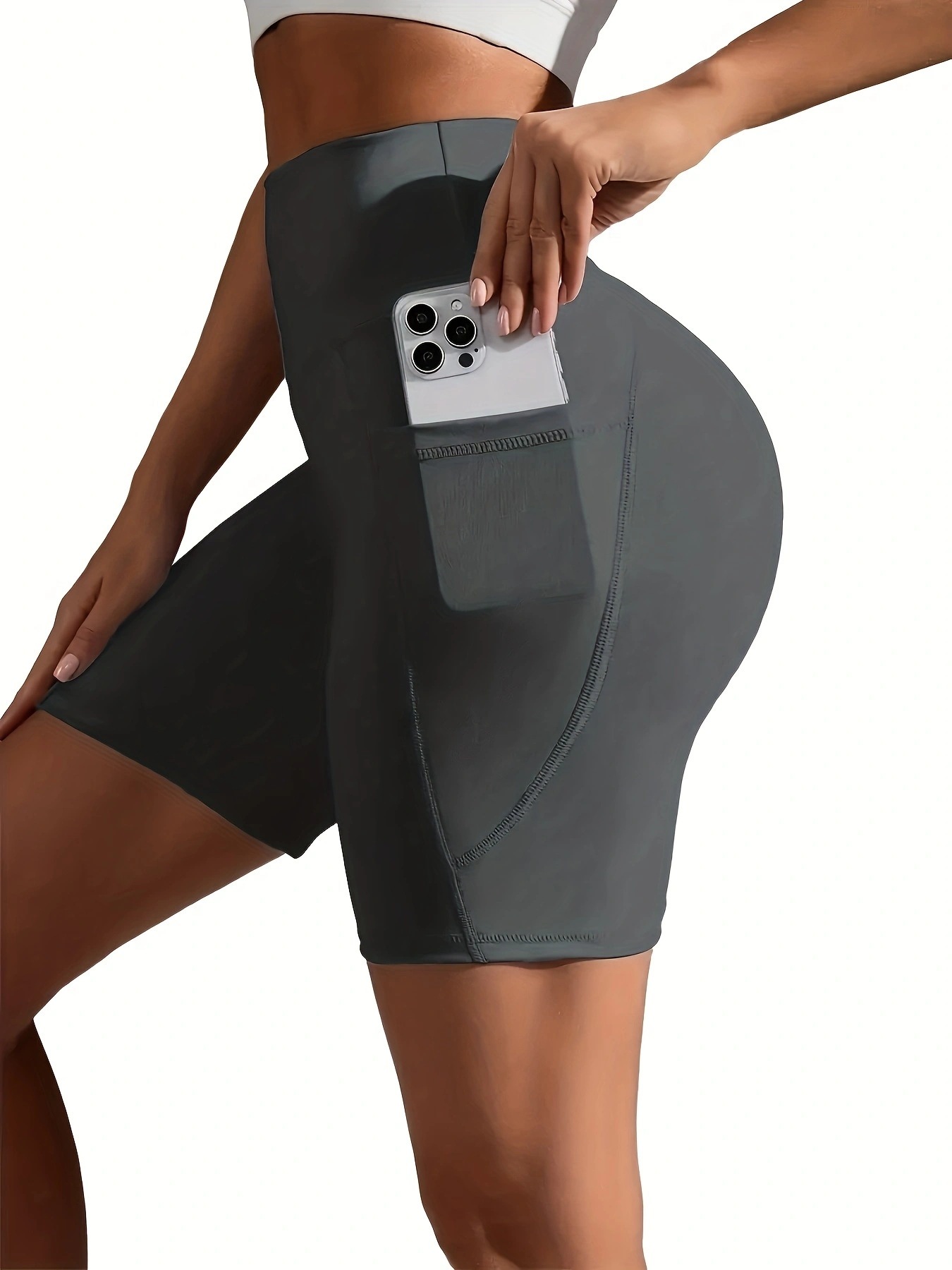 Plus Size Five-point Pocket Yoga Pants High Waist Hip Lift Sports Shorts — изображение 10