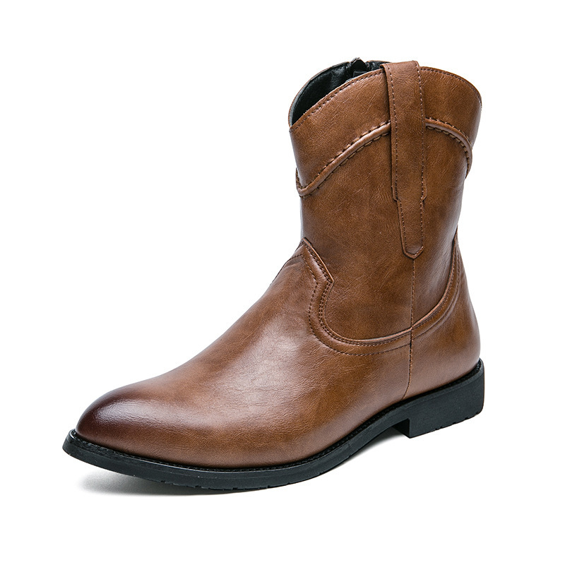 Retro High-top Leather Shoes Ankle Boots Casual - Image 5