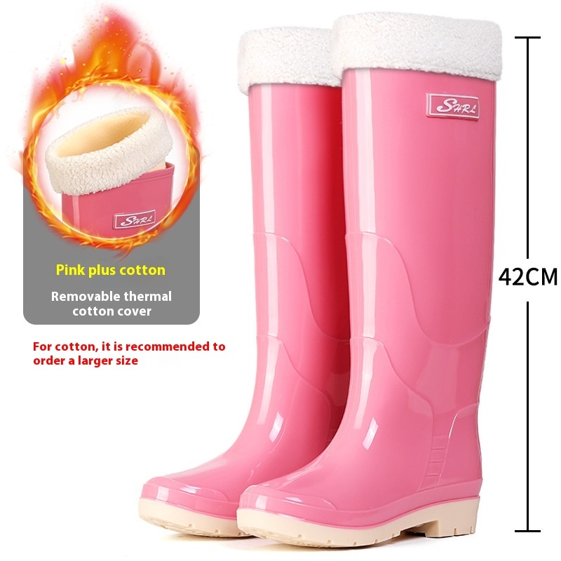 Fleece-lined Warm Length Waterproof Rain Boots - Image 10