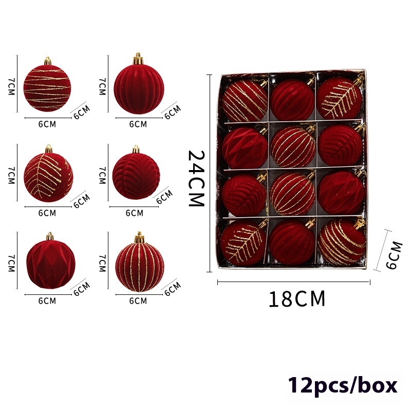 Christmas Red Flocking Colored Drawing Ball 12 6cm — изображение 8