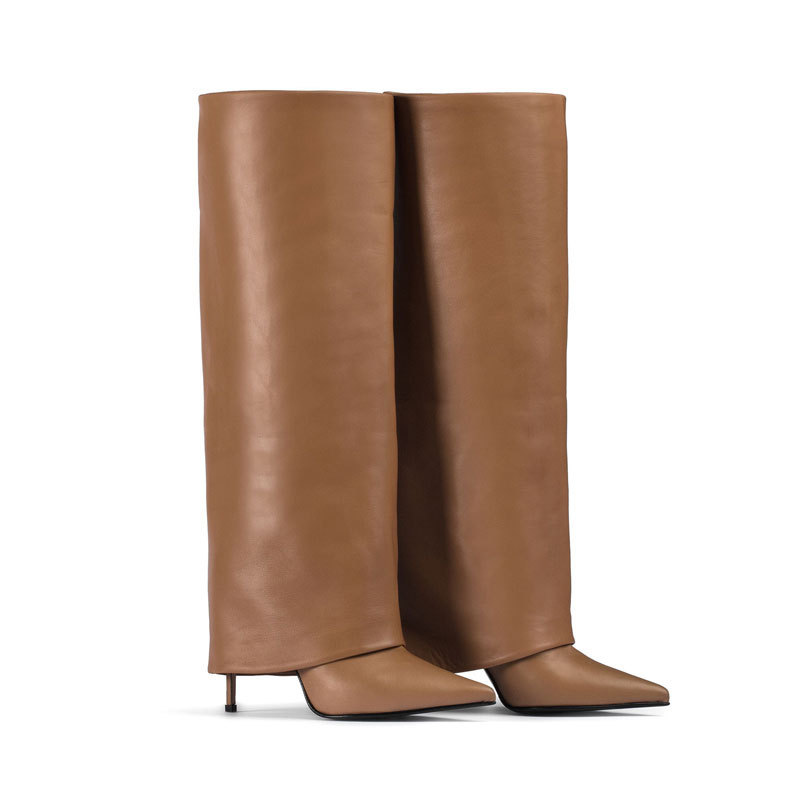 Stiletto Heel Pantyhose Boots Pointed Plus Size High Leg Boot - Image 5