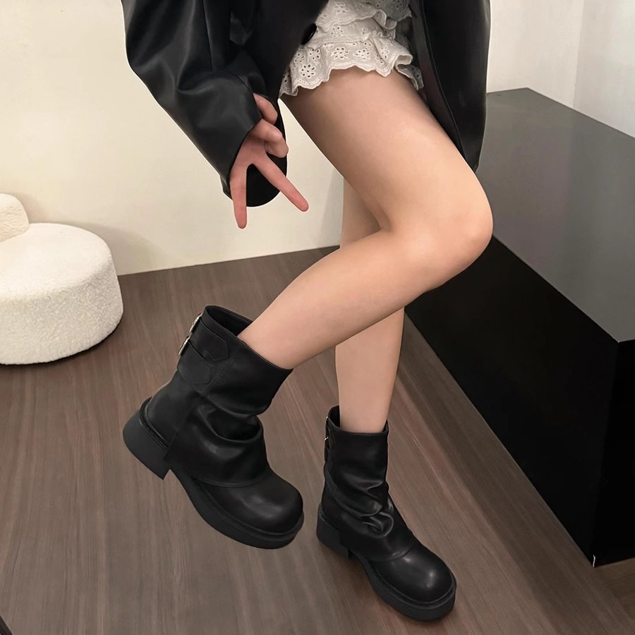 British Street Pleated Sleeve Slugged Bottom Boots — изображение 2