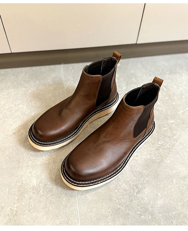 Men's Leather Platform High-top Leather Shoes Martin Boots — изображение 7