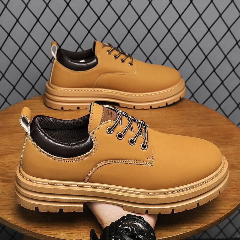 Autumn New Breathable Martin Men's Platform Leather Shoes Casual Boots - Image 4