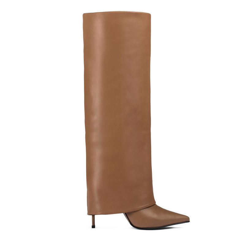 Stiletto Heel Pantyhose Boots Pointed Plus Size High Leg Boot - Image 4